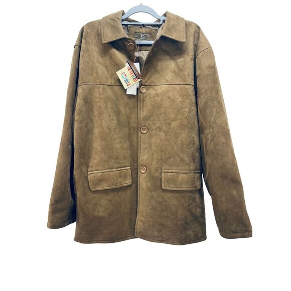 Emporio Fashion Men's Faux Suede Leather Jacket Camel Brown Size XL New